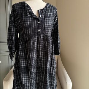 Able Black and White Grid Pattern Dress